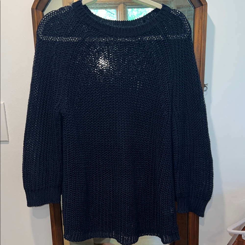 J. Crew Relaxed Linen Beach Sweater in Navy S